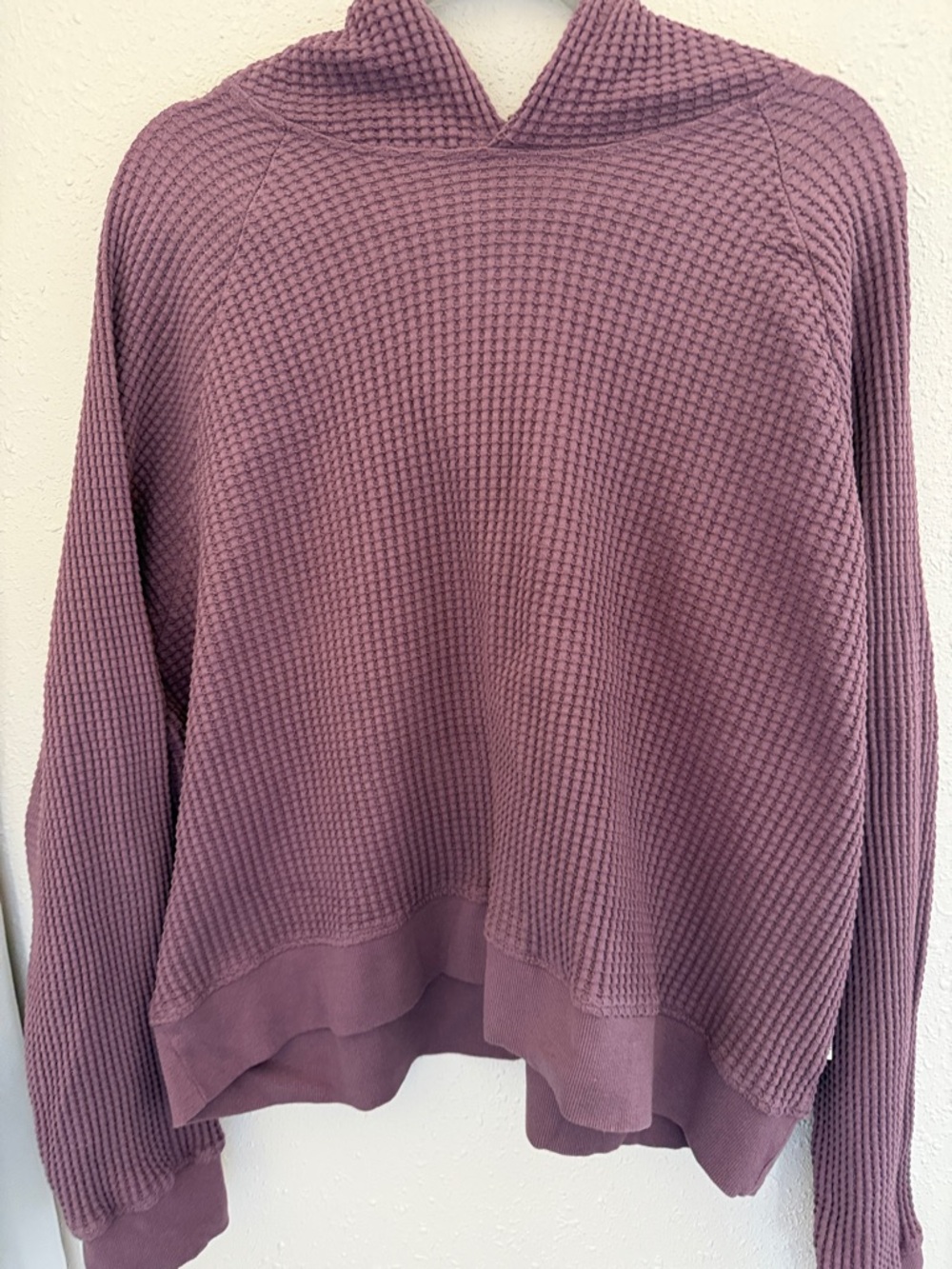 Women's Waffle Knit Hooded Sweater - Mauve